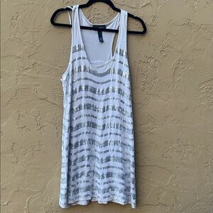 INC International Concepts Gray Sequin Mini Tank Dress